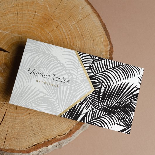 Moderner Schwarz-weißer Palmenbaum Visitenkarte