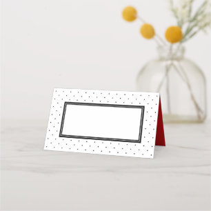 Moderner Schwarz-weißer Polka-Dot mit Rot Platzkarte