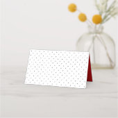 Moderner Schwarz-weißer Polka-Dot mit rotem Ribbon Platzkarte (Rückseite)