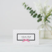 Moderner Schwarz-weißer Polka Dot Pink Ribbon Blog Visitenkarte (Stehend Vorderseite)