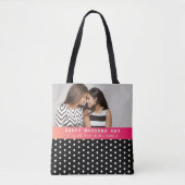 Moderner Schwarz-weißer Polka Dots Muttertag Tasche (Vorderseite)
