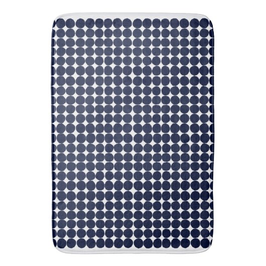 Moderner schwarz-weißer Polka-Punkt Badematte (Vorderseite Vertikal)