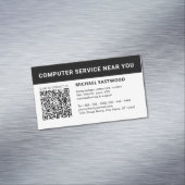 Moderner Schwarz-weißer QR-Code Beruflich Magnetische Visitenkarte (Beispiel)