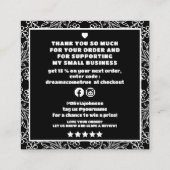 Moderner Schwarz-weißer QR-Code Quadratische Visitenkarte (Rückseite)