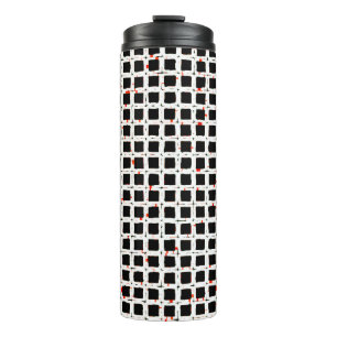 Moderner Schwarz-weißer Red Pattern Chic Thermosbecher