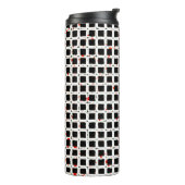 Moderner Schwarz-weißer Red Pattern Chic Thermosbecher (Nach links gedreht)