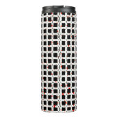 Moderner Schwarz-weißer Red Pattern Chic Thermosbecher (Rückseite)