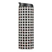 Moderner Schwarz-weißer Red Pattern Chic Thermosbecher (Nach rechts gedreht)