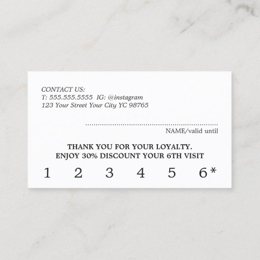 Moderner Schwarz-weißer Salon für Elfenbein Treuekarte (Rückseite)