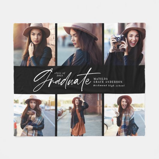 Moderner Schwarz-weißer Script-Abschluss mit mehre Fleecedecke (Vorderseite (Horizontal))