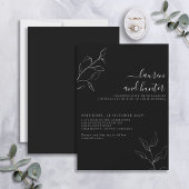 Moderner Schwarz-weißer Script Botanical Wedding I Einladung