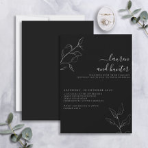 Moderner Schwarz-weißer Script Botanical Wedding I