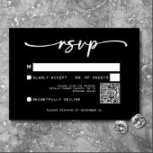 Moderner Schwarz-weißer Script-Minimal-Hochzeitssk RSVP Karte
