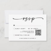 Moderner Schwarz-weißer Script-Minimal-Hochzeitssk RSVP Karte (Vorderseite)