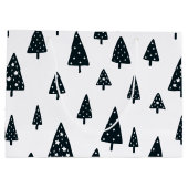 Moderner schwarz-weißer skandinavischer Weihnachts Große Geschenktüte (Rückseite)