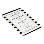 Moderner Schwarz-weißer Streifen Save the Date Magnet (Rechte Seite)