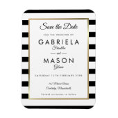 Moderner Schwarz-weißer Streifen Save the Date Magnet (Vertikal)