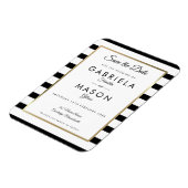 Moderner Schwarz-weißer Streifen Save the Date Magnet (Linke Seite)