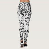 Moderner Schwarz-weißer Text Leggings (Rückseite)