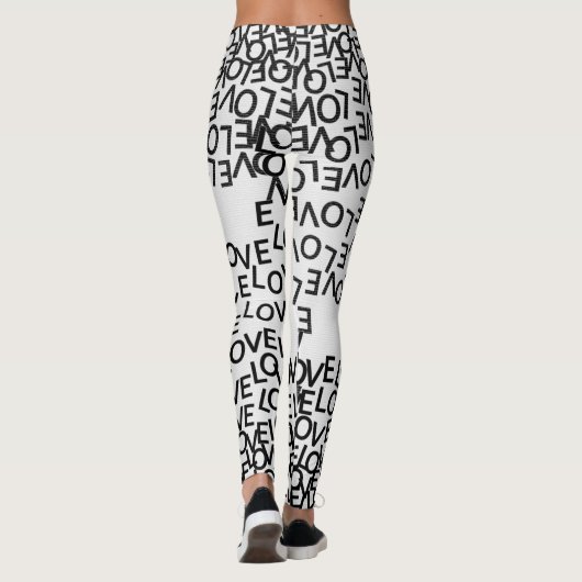 Moderner Schwarz-weißer Text Leggings (Rückseite)