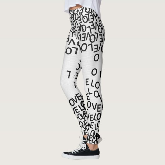 Moderner Schwarz-weißer Text Leggings (Links)