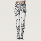 Moderner Schwarz-weißer Text Leggings (Vorderseite)