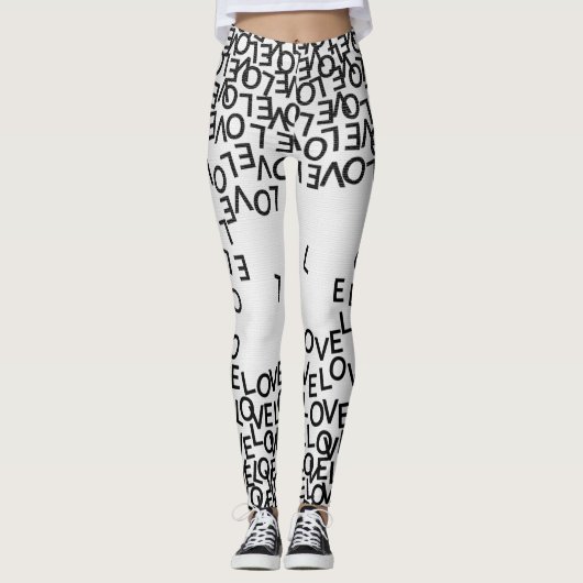 Moderner Schwarz-weißer Text Leggings (Vorderseite)