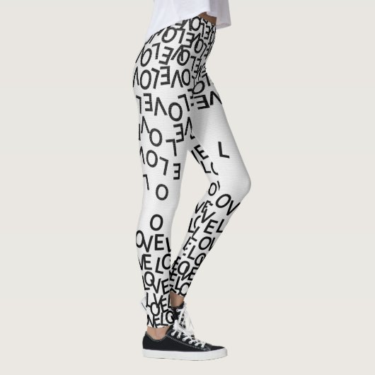 Moderner Schwarz-weißer Text Leggings (Rechts)