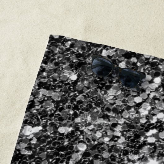 Moderner Schwarz-weißer und grauer Glitzer Strandtuch (Beispiel)