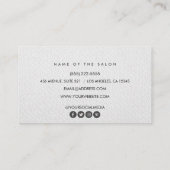 Moderner Schwarz-weißer Vintager Friseursalon Mini Visitenkarte (Rückseite)