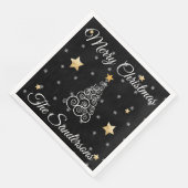 Moderner Schwarz-weißer Weihnachtsbaum Serviette (Ecke)