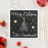 Moderner Schwarz-weißer Weihnachtsbaum Serviette (Beispiel)