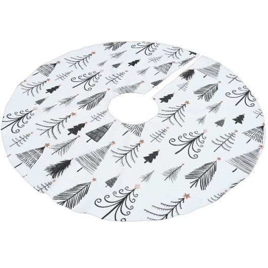 Moderner Schwarz-weißer Weihnachtsbaum Star Polyester Weihnachtsbaumdecke (Schrägansicht)