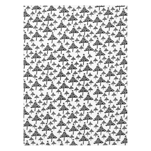Moderner Schwarz-weißer Weihnachtsbaumpatternurlau Tischdecke (Vorderseite)
