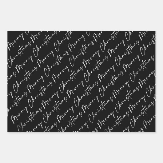 Moderner Schwarz-weißer Weihnachtsbaumurlaub Geschenkpapier Set (Vorderseite 2)