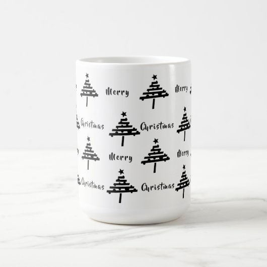 Moderner Schwarz-weißer Weihnachtsbaumurlaub Kaffeetasse (Mittel)