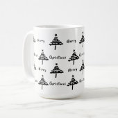 Moderner Schwarz-weißer Weihnachtsbaumurlaub Kaffeetasse (Vorderseite Links)