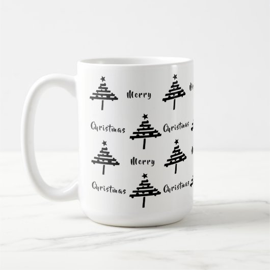 Moderner Schwarz-weißer Weihnachtsbaumurlaub Kaffeetasse (Links)