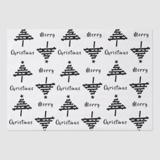 Moderner Schwarz-weißer Weihnachtsbaumurlaub Seidenpapier (Vorderseite)