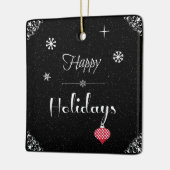 Moderner, Schwarz-weißer Weihnachtsfeiertag Keramikornament (Links)