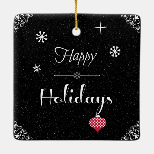 Moderner, Schwarz-weißer Weihnachtsfeiertag Keramikornament (Rückseite)