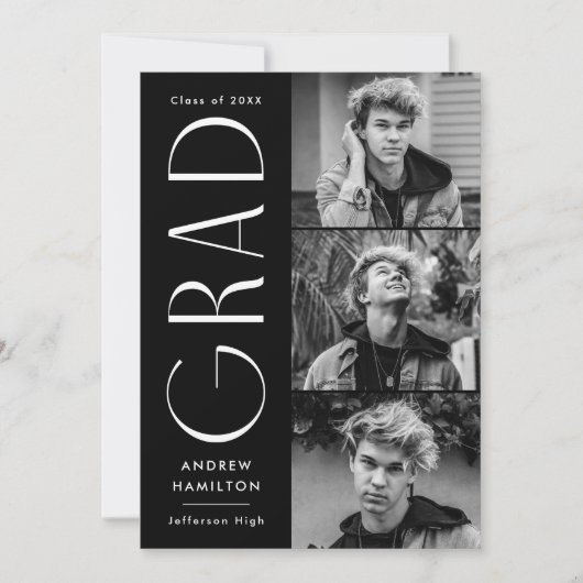 Moderner Schwarzer 3-Fotolack-Abschluss Ankündigung (Vorderseite)