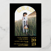 Moderner, schwarzer 5 Foto Abschluss Folieneinladung (Vorderseite)