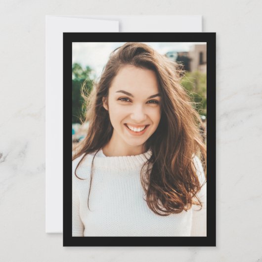 Moderner schwarzer 5-Foto-Grid-Abschluss Einladung (Rückseite)