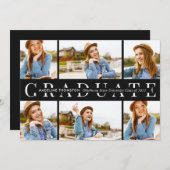 Moderner Schwarzer Abschluss 6 Abschluss Einladung (Vorne/Hinten)