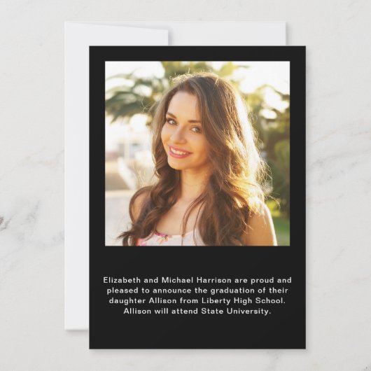 Moderner Schwarzer Abschluss Ankündigung (Rückseite)