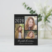 Moderner Schwarzer Abschluss Ankündigungspostkarte (Stehend Vorderseite)