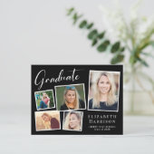 Moderner Schwarzer Abschluss Ankündigungspostkarte (Stehend Vorderseite)