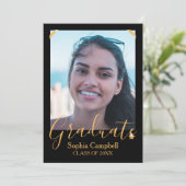 Moderner Schwarzer Abschluss Einladung (Stehend Vorderseite)