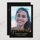 Moderner Schwarzer Abschluss Einladung (Vorne/Hinten)